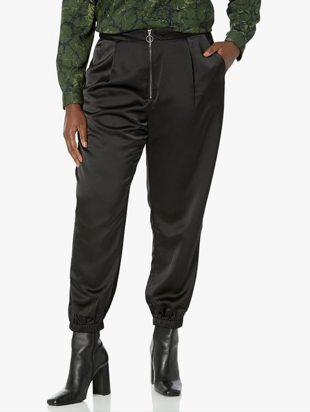 Paige black satin joggers size 8